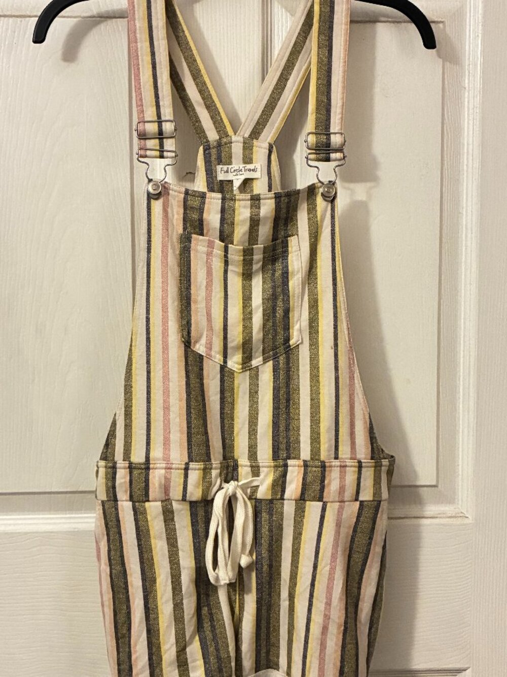 Full Circle Trends Women's Medium Multicolored Striped Overalls